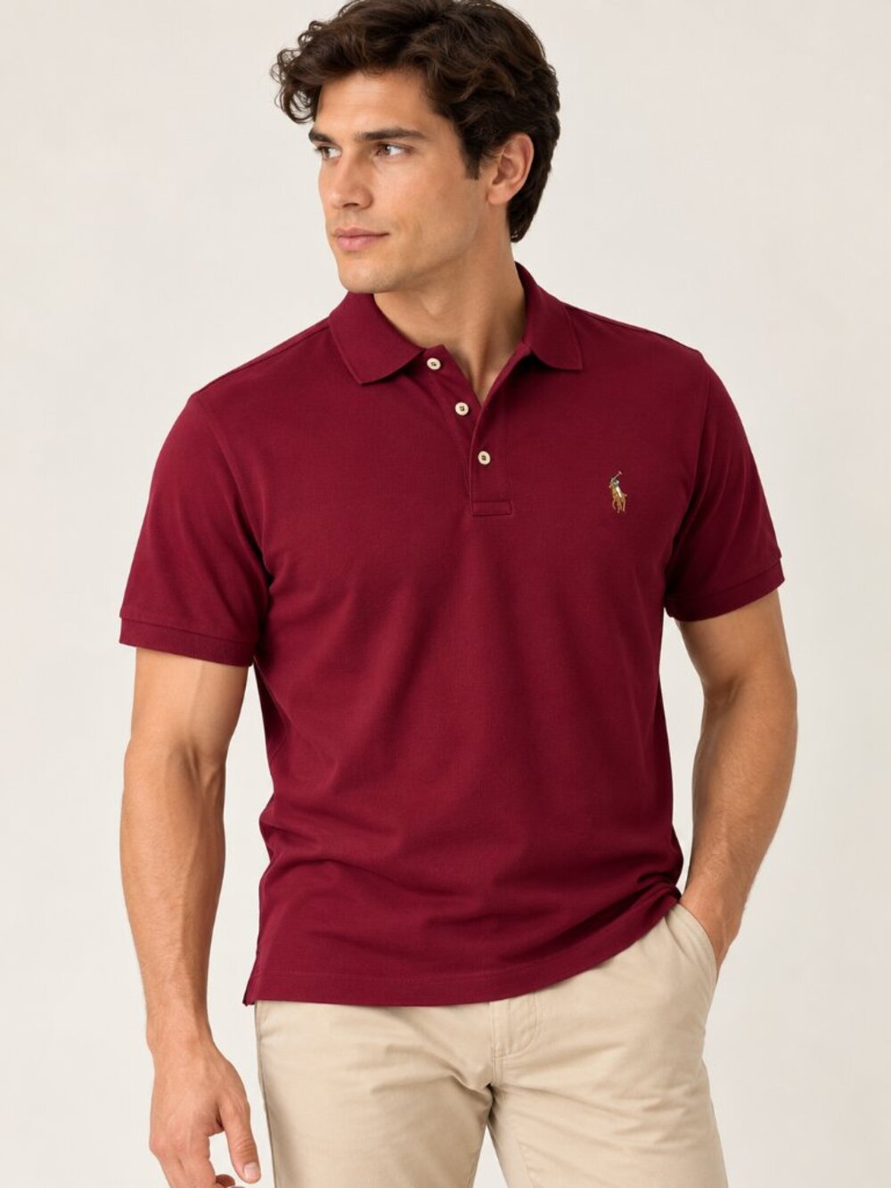 Polo Ralph Lauren Men’s Custom Slim Fit Burgundy Polo Shirt Size M NWT